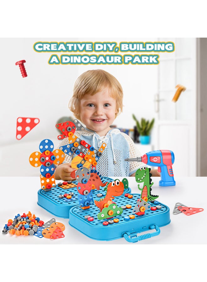 3D Toy Toolbox Puzzle DIY Animal Smart Dinosaur Unicorn Puzzle Toy Electric Toy Screwdriver-Color:Space Screw Puzzle - Image 4
